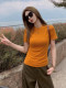 Korean Chic Unique Round Neck Short-Sleeved T-Shirt for Women, Summer 2025 New Style, Simple Regular Shoulder, Slimming and Stunning Top