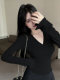 Flared Sleeve Spicy Girl V-Neck Long-Sleeve T-Shirt for Women, New Autumn and Winter Slim Fit Versatile Knit Base Layer Top