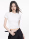 European Style Hot Girl Short Round Neck Short-Sleeve T-Shirt for Women, 2025 Summer Korean Style Regular Shoulder Slim-Fit Base Layer New Short Top