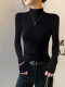 American-Style Half-High Collar Base Layer T-Shirt for Women, Suitable for Autumn and Winter, with a Stylish Design, Tight-Fitting, Slimming, Long-Sleeved, Fashionable Top