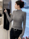Gray Half-Turtleneck Long-Sleeve Inner Top for Women, Perfect for Autumn and Winter, Extremely Beautiful and Flattering, Slim-Fit Base Layer T-Shirt
