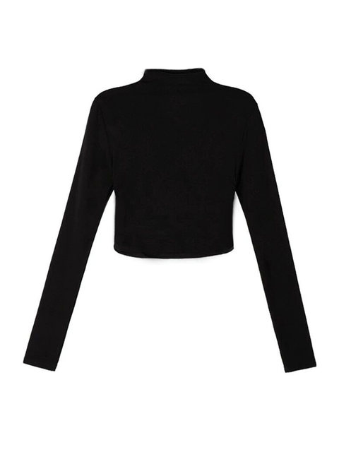 Hot Girl Short High-Waisted Long-Sleeve Base T-Shirt for Women, Autumn and Winter Pure Desire Style American-Style Slim-Fit Slimming Top