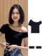 Off-Shoulder Padded Short-Sleeve T-Shirt for Women, Summer 2025 New Design, Slim-Fit, Short Top