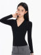 Tight-Fitting Long-Sleeved Bottoming Top for Women, Autumn and Winter 2025 New Style, Slim Fit, Versatile, Pure Color V-Neck Bottoming Shirt