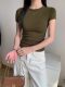Hot Girl Korean Style Short-Sleeved Tight-Fitting T-Shirt Women's Summer New Style Pure and Sexy Style Slimming and Beautiful Short Top