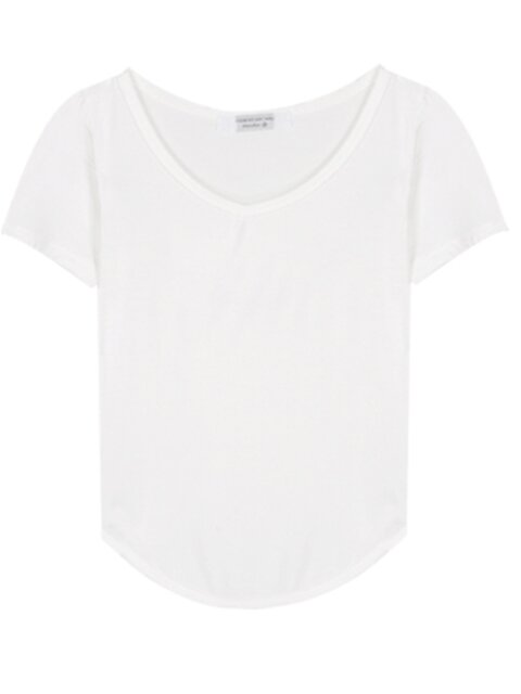 Pure Lust Style Exposed Collarbone Large V Neck Short-Sleeved Right Shoulder T-Shirt for Women Summer Modal Elastic Thin Slim Fit Top