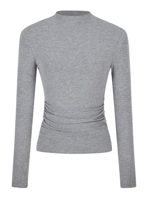 Trendy Half-High Collar Slimming Long-Sleeve Base Shirt for Women, Autumn and Winter, Figure-Flattering, Fitted, Regular Shoulder, Small Stand Collar Inner Top