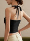 Trendy Halter Neck Yoga Tank Top for Women, Spring 2025 New Style, Slimming Inner Wear with Chest Pads, Beautiful Back Top