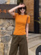 Korean Chic Unique Round Neck Short-Sleeved T-Shirt for Women, Summer 2025 New Style, Simple Regular Shoulder, Slimming and Stunning Top