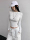 American-Style Spicy Girl Round-Neck Long-Sleeve T-Shirt for Women, New Autumn Slim-Fit High-Waisted Short Top for Layering