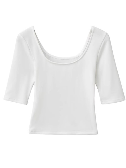 2025 Super Trendy Age-Reducing U-Neck Spicy Girl Mid-Sleeve Top for Women, Summer Slim-Fit Korean Style Cool Chic Beautiful T-Shirt