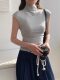 Sleeveless Top for Women, Summer 2025 New Thin Style, Regular Shoulder, Outerwear, Slim Fit, High-Neck T-Shirt for a Trendy Look