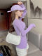 American-Style Spicy Girl Tight-Fitting Purple Long-Sleeve T-Shirt for Women, Super Stylish and Slimming Round-Neck Base Shirt for Autumn and Winter