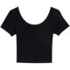 Summer and Autumn Low-Neck High-Waisted Short-Sleeved T-Shirt for Women, Pure Cotton, Cropped U-Neck Base Shirt, Tight-Fitting, Stylish Jazz Dance Top