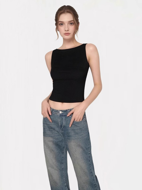 European and American Style Sleeveless Tank Top for Women, Summer Slim Fit, Chic and Slimming, Outerwear Camisole, French Style Small Top