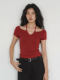 Red Halter Neck Short-Sleeved T-Shirt for Women 2025 Summer New Design Niche Spicy Girl Off-Shoulder Short Top