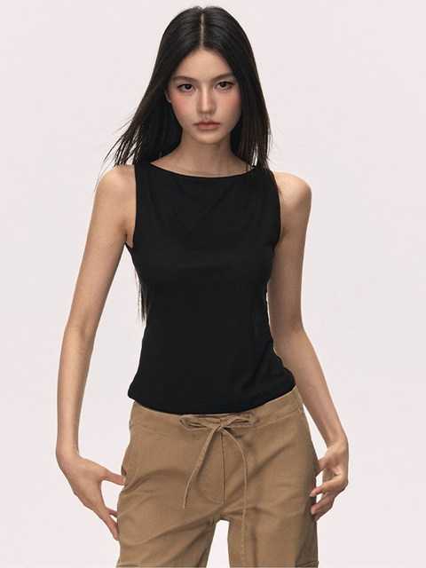 American-Style Spicy Girl Off-Shoulder Camisole for Women, Summer 2025 New Design, Slim-Fit Sleeveless Top