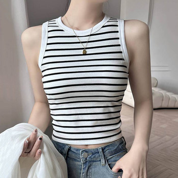 Spring and Summer Camisole Base Shirt for Women 2025 New Style with Stripes ins European and American Style Outerwear with Chest Pads