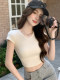 Unique and Beautiful Tight-Fitting Short-Sleeved Women's T-Shirt 2025 Summer New American Style Hot Girl High-Waisted Slimming Short Top Trendy