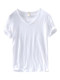 White T-Shirt for Women 2025 Spring and Summer Tattered Slim Short-Sleeved Fashionable V Neck Pure Color Versatile Sweetheart Collar Bottoming Top Trbottomy