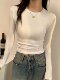 American-Style Regular Shoulder Long-Sleeve T-Shirt for Women, Fashionable and Stylish for Spring, Autumn, and Winter, Suitable as an Inner Layer, Tight-Fitting, Slim-Fitting, Versatile Top