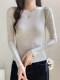 Super Stylish Round-Neck Base Layer Top for Petite Women, Autumn and Winter Simple Slim-Fit Regular Shoulder Design, Flattering Korean Style Versatile Top