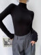 Super Stylish Gray High-Neck Knitted Base Layer for Women, Autumn and Winter Slim-Fit Long-Sleeve Thermal Inner Top