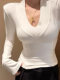 Sexy Deep V-Neck Long-Sleeve Base T-Shirt for Women, Autumn and Winter 2025 New Style, Pure Desire, Tight-Fitting Inner Wear, Slimming Bell-Sleeve Top