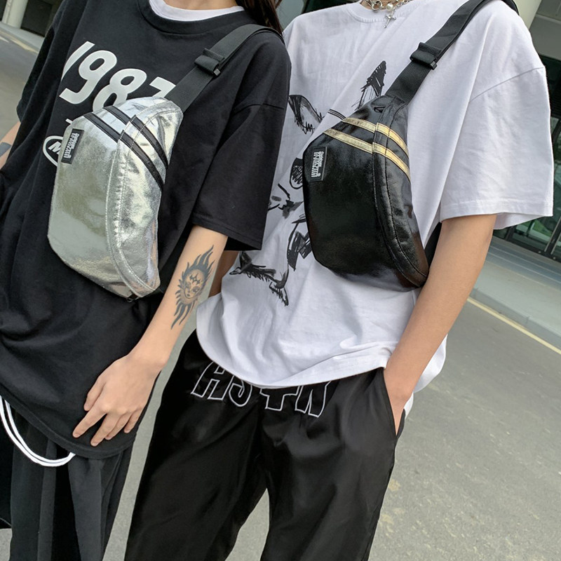 日系潮牌个性PU皮质胸包男女ins网红单肩斜挎包