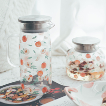 Half home day style water honey peach blossom teapot heat resistant glass anti-explosion water fruit tea afternoon teapot small fresh and cold water kettle