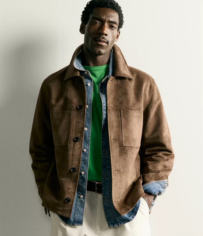 Za2026 Early Autumn New Product Men's Slim Straight Suede Texture Shirt Jacket 3046510 251 Za2026 Early Autumn New Product Men's Slim Straight Suede Texture Shirt Jacket 3046510 251