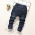 Phiên bản Hàn Quốc 1 quần denim bé trai 2 trẻ em cộng với quần jean nhung 3 quần dày bé mùa đông quần trẻ em 4 tuổi quần áo trẻ em cao cấp Quần jean