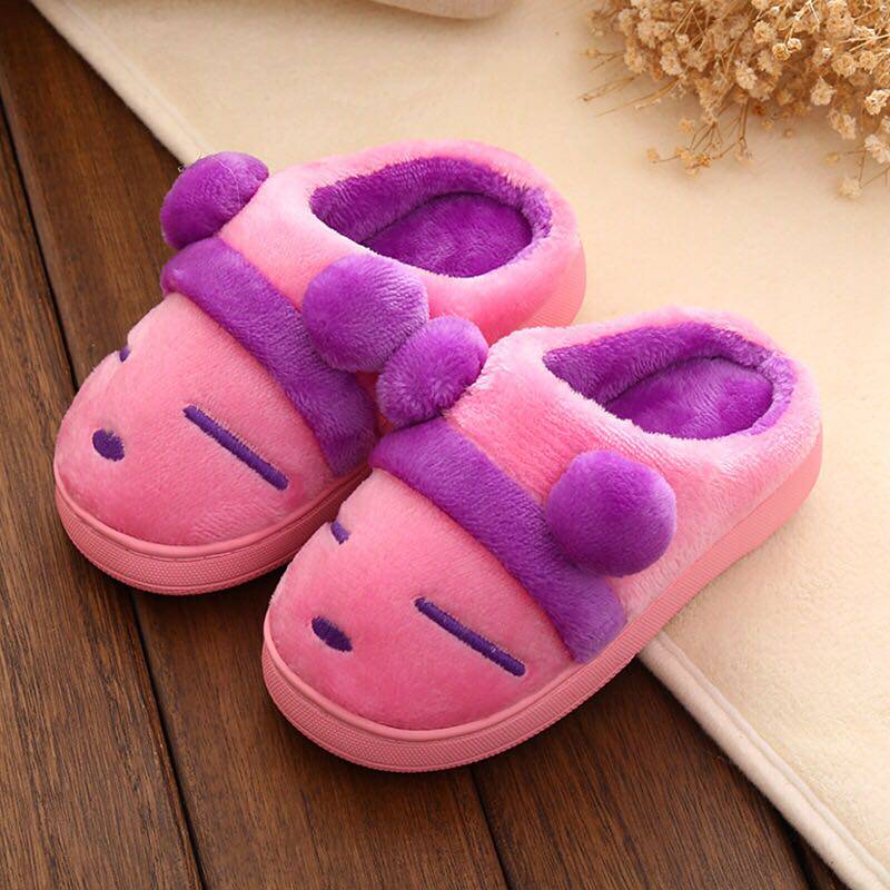 Pantoufles enfants en suède pour hiver - semelle caoutchouc - Ref 1014452 Image 7