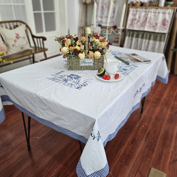 Pure cotton pastoral style spliced tablecloth Pure cotton pastoral style spliced tablecloth