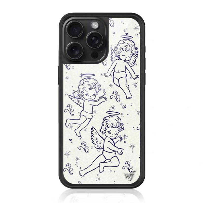 Wildflower Angel Phone Case Cherubs Suitable for Apple iPhone 16 /15/14/13/12/Pro/Max Hard Shell Full Protection Cover Silicone Anti-Fall European and American Fashion Wf Fashion