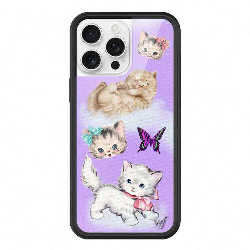 Wildflower Co-Branded Purple Cat Butterfly Kitten Mobile Phone Case Suitable for Apple Iphone17/16/15/14/13/12Pro/Max Hard Shell All-Inclusive Anti-Fall Personalized Protective Case Wf