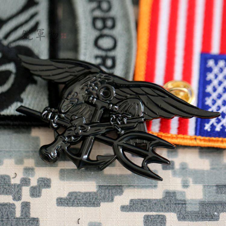Black Tactical Version US Navy Seal Badge Cap Badge Chest Badge Skill Badge Metal Badge