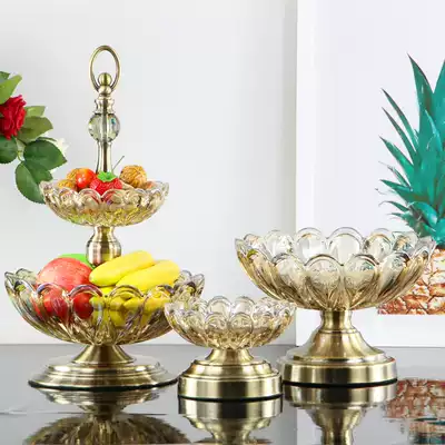 New Chinese light luxury fruit plate ornaments living room coffee table dining room fruit basin decoration utensils home soft double fruit plate