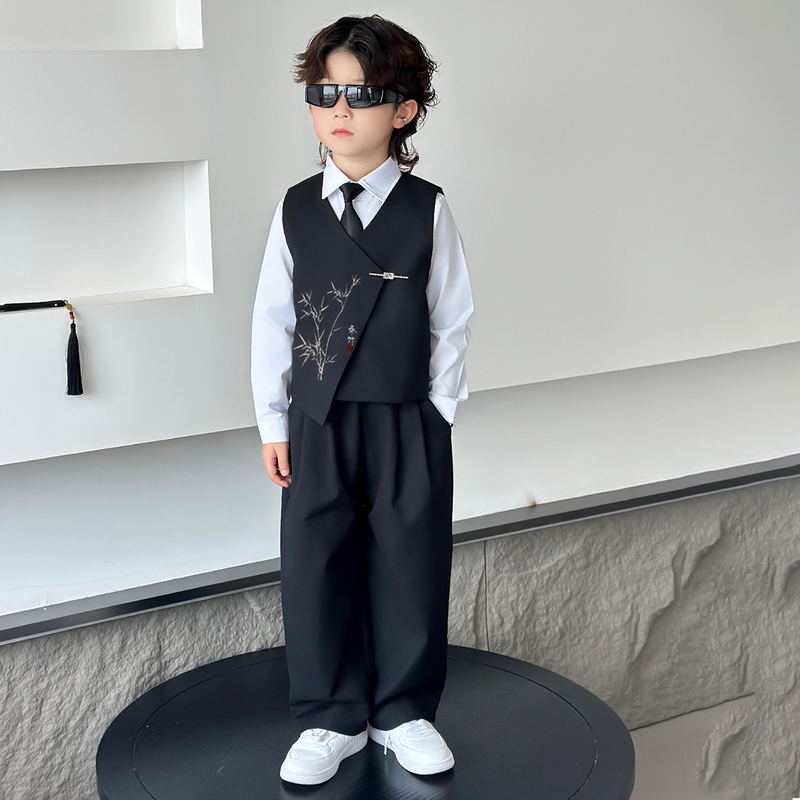 Boys' Formal Wear 2026 Spring and Autumn New Children's Suit Set New Chinese Style Performance Outfit Boy Flower Boy Suit