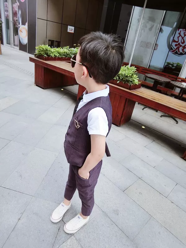 Váy bé trai, váy mùa thu trẻ em, sàn catwalk, bộ vest, phong cách Anh, hoa cô gái, chủ nhà nhỏ, váy cưới, đẹp trai - Váy trẻ em trang phục biểu diễn cho bé