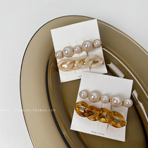 Korean Net red pearl clip headdress hairclip back Head Girl clip ins bangs side clip hairpin simple