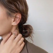 Korean temperament Net red earrings cold wind inlaid earrings simple Female small earrings 2021 New Tide