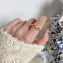 Niche design bow ring female fashion personality ins tide simple cold wind index finger ring net red adjustable