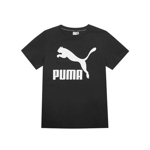 Puma, летняя детская классическая тонкая хлопковая футболка подходит для мужчин и женщин, короткий рукав, круглый воротник