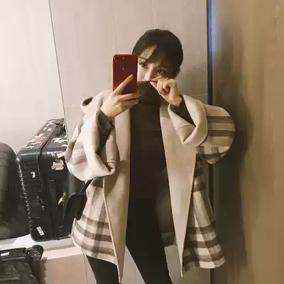 mularsa plaid woolen coat women's short autumn and winter New Hepburn style double-sided woolen short coat women