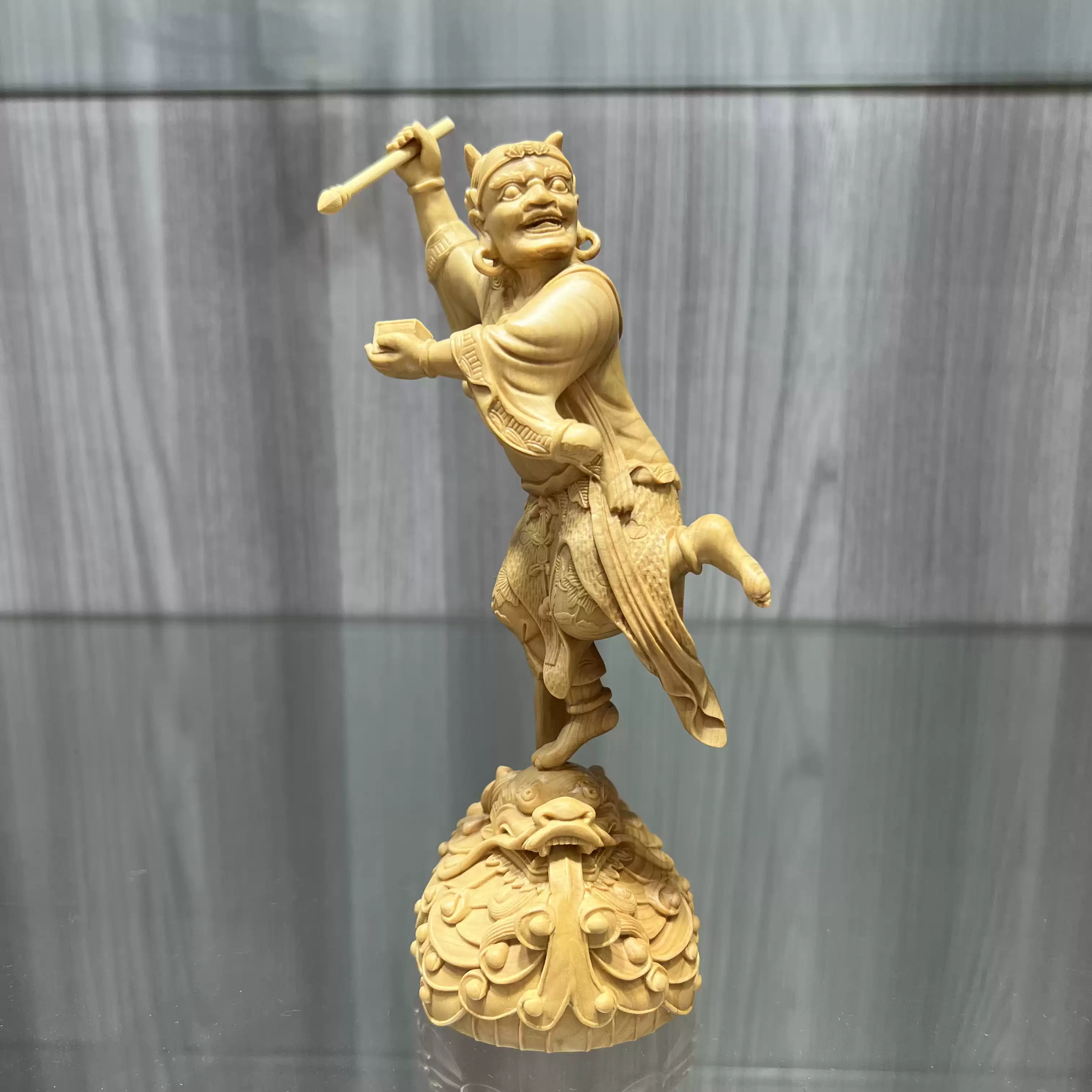 XA778◇中国美術 唐木 紫檀 細密彫刻 黄楊象嵌 梅山水人物図 硯箱 幅15