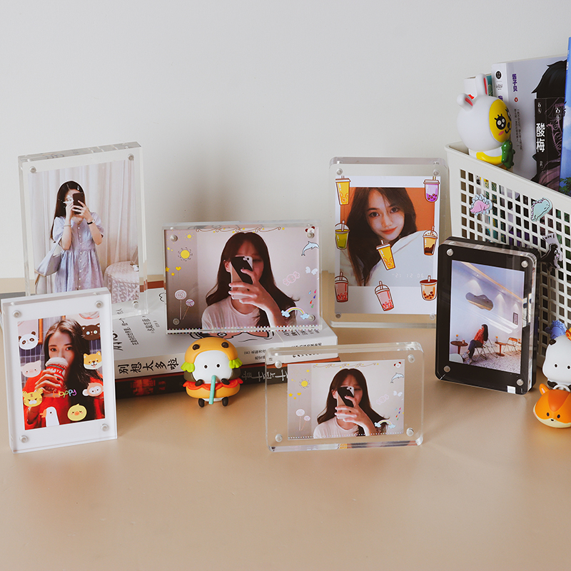 Acrylic Magnetic Attraction Photo Frame Pendulum Table Advanced Sensation Small Card 3567 Inch Postcard Transparent a4 Desktop Photo Display Frame
