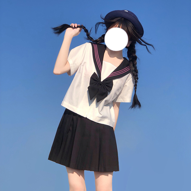 jk sailor uniform suit summer college style full set of basic short-sleeved skirt set women's small school supply sense