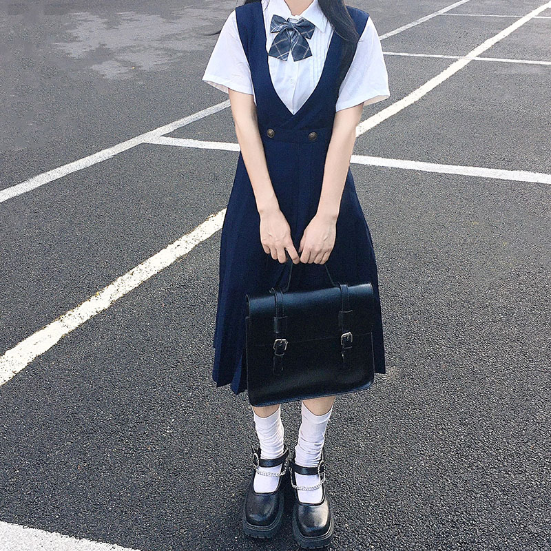 jk milk skirt small mid-length version college style school supply uniform vest skirt spring and autumn dress holding baby bag skirt