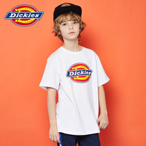 Dickies Mens and womens big tide childrens summer chest large color logo Loose round neck short sleeve T-shirt base shirt